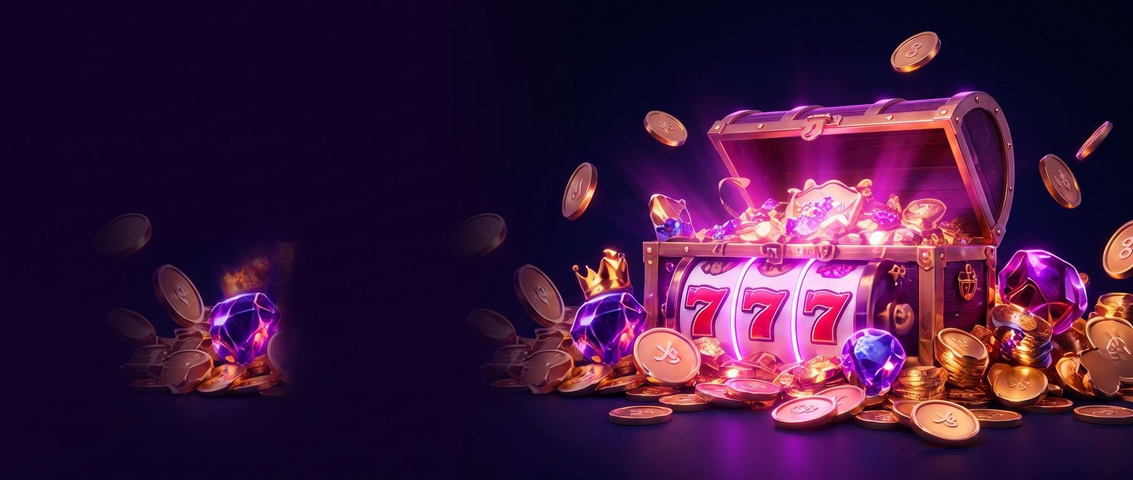 装满金币的宝箱与 777 老虎机