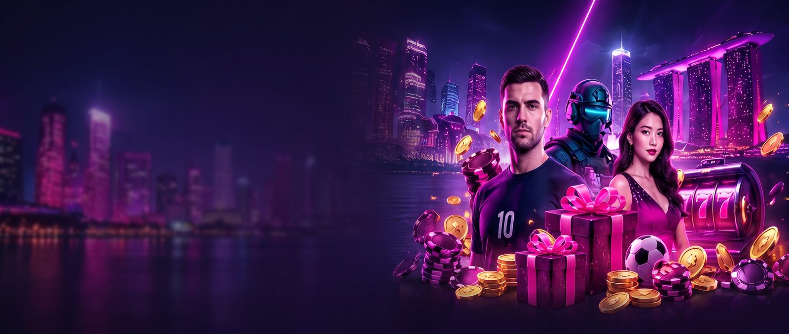 足球员、电竞选手和女主持带着礼物与金币 – GGLBET 迎新奖金