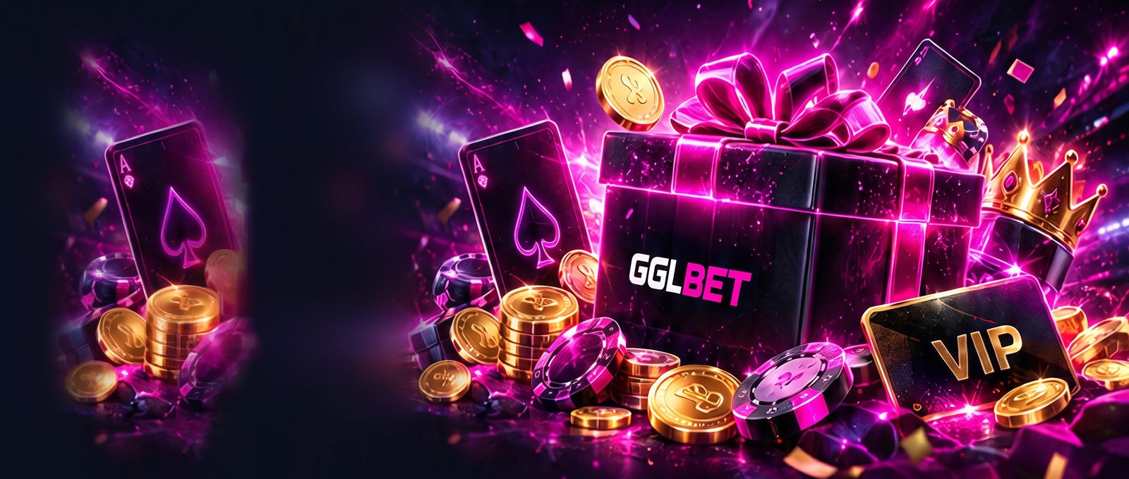 GGLBET gift box, VIP card and gold coins